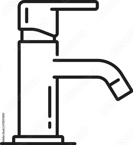 Tap kitchen and bathroom ball faucet outline icon. Home bath water mixer, house bathtub modern tap or bathroom watertap outline vector sign. Toilet spigot valve thin line pictogram or icon