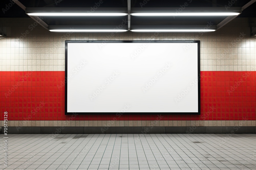 mockup blank billboard in a subway station