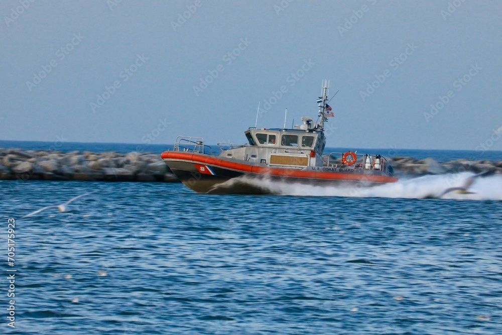 Coast guard vessels responding to a search and rescue call