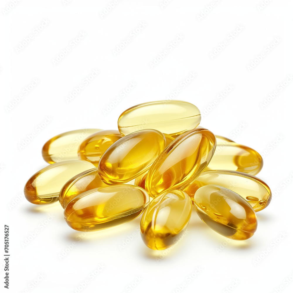 Vitamin E and Vitamin D Capsules Isolated on White Background. Essential Nutrients for Health and Wellness Vitamin E and Vitamin D Capsules Isolated on White Background. Essential Nutrients for Health and Wellness