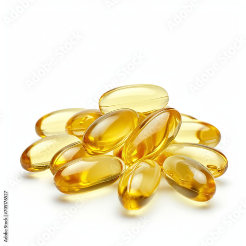 Vitamin E and Vitamin D Capsules Isolated on White Background. Essential Nutrients for Health and Wellness
