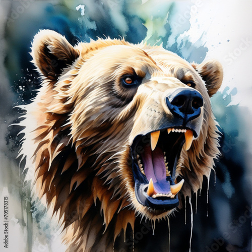 Portrait of a growling bear  photo