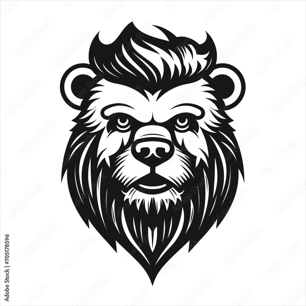 Creepy bear head logo, ,AI generative