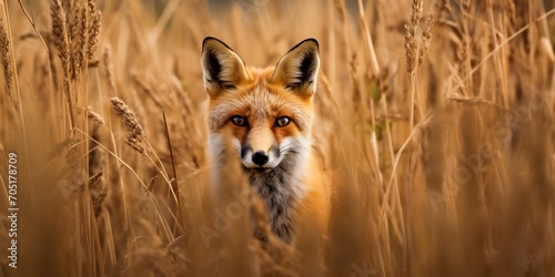 Red fox in a wheat field © duyina1990