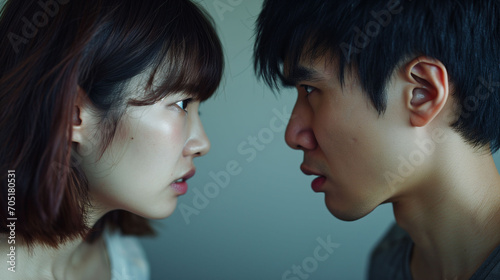 Young Couple Disagreeing and Arguing  photo