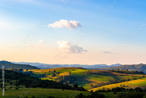 Uvac Special Nature Reserve  hills and fields in southwestern Serbia
