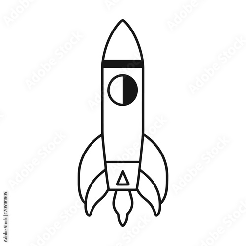 A Rocket Ship vector black outline isolated on a white background