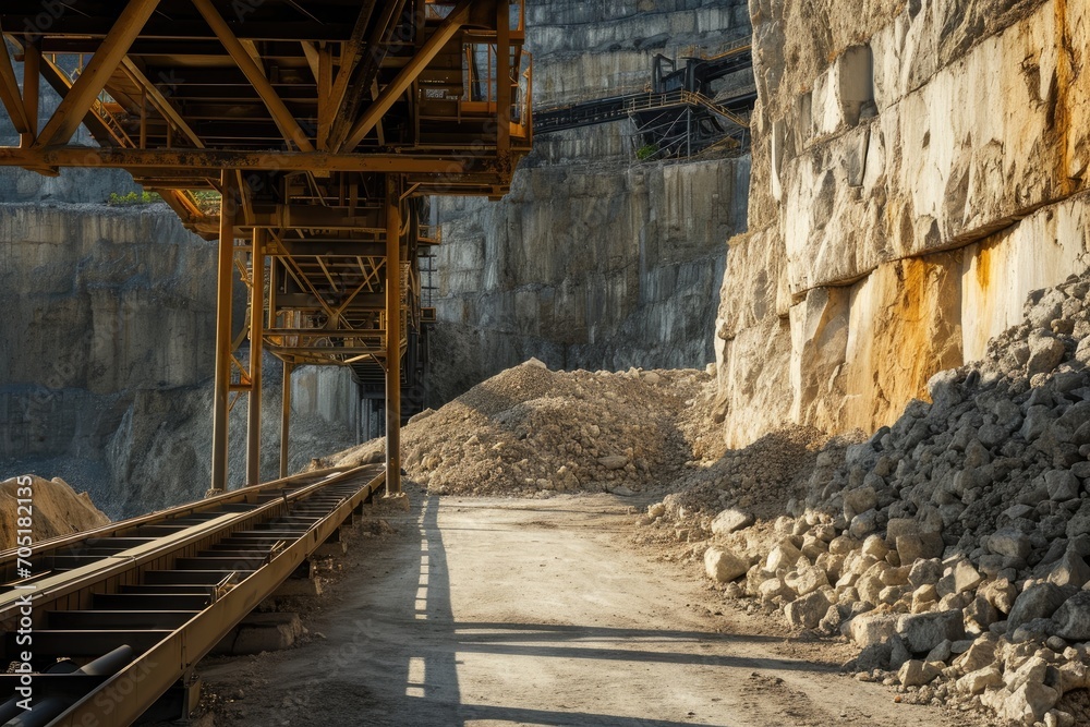 Belt conveyor in a quarry