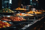 Buffet Spread Featuring a Variety of Dishes
