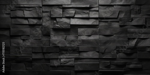 Black decorative cement brick wall  brickwork background for design