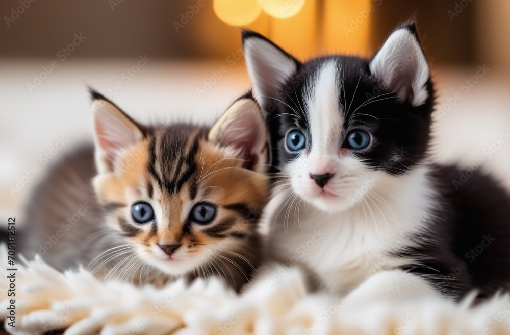 two friends, two cats, sitting together on the sofa