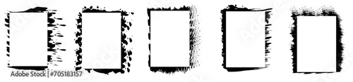 Grunge backgrounds frames set. Empty brush paint ink in square frame. Vector illustration.