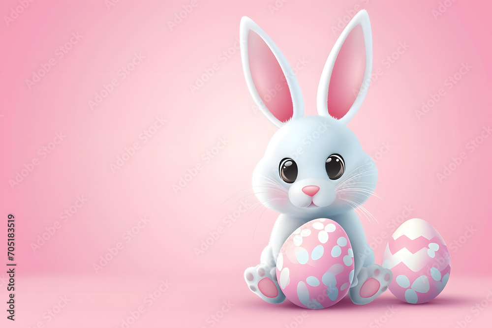 Easter bunny rabbit with easter egg on pink background. Easter bunny rabbit with easter egg on pink background.