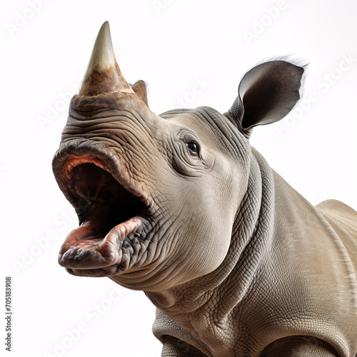 Rhinoceros  Portraite of Happy surprised funny Animal head peeking Pixar Style 3D render Illustration