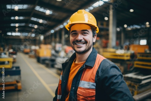Portrait of a smiling man working in factory
