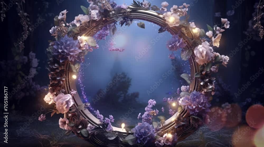 Frame light with purple flower