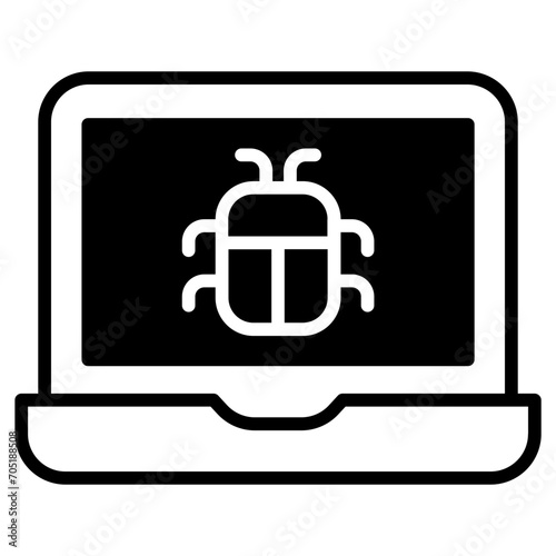 Laptop Bug solid glyph icon