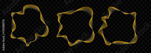 Abstract round wave line circle vector background. Curved shapes pattern, circular ring music spiral. Transparent luxury frames