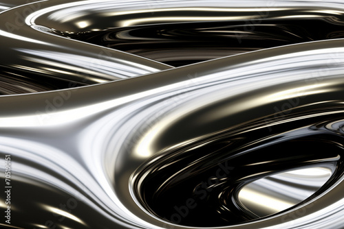 Close up texture of liquid glossy silver metal fluid gradient waves abstract background
