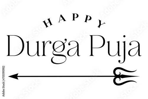 Happy Durga Puja lettering hindu festival vector illustration.