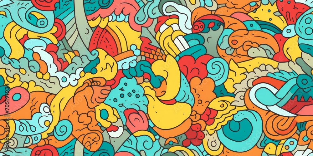 Colorful abstract doodle seamless pattern. Colorful abstract doodle seamless pattern.