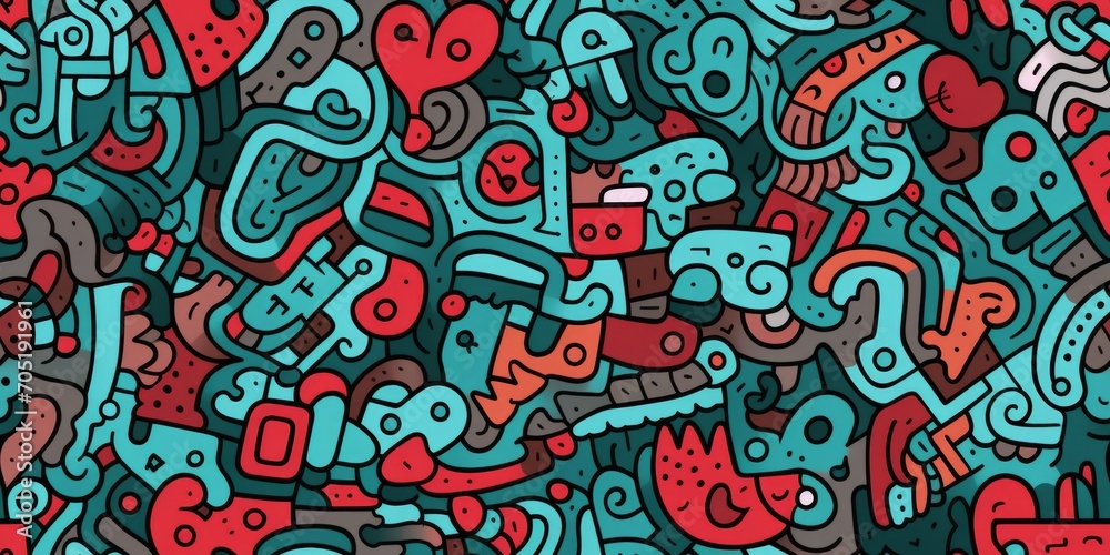 Abstract doodle seamless pattern, wallpaper background.