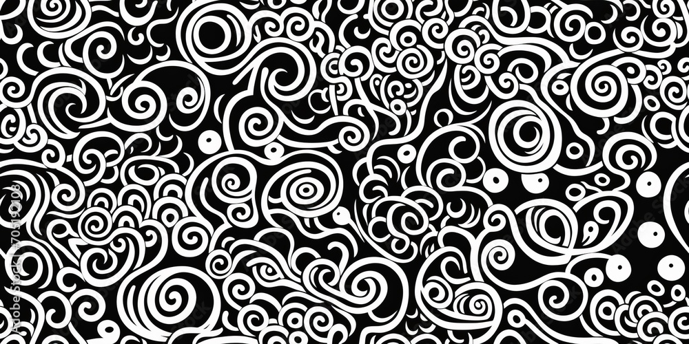 Abstract doodle seamless pattern background, black and white. Abstract doodle seamless pattern background, black and white.