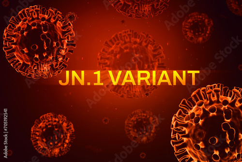 New Coronavirus JN.1 Variant virus illustration background in dark orange color, disease concept backdrop. photo