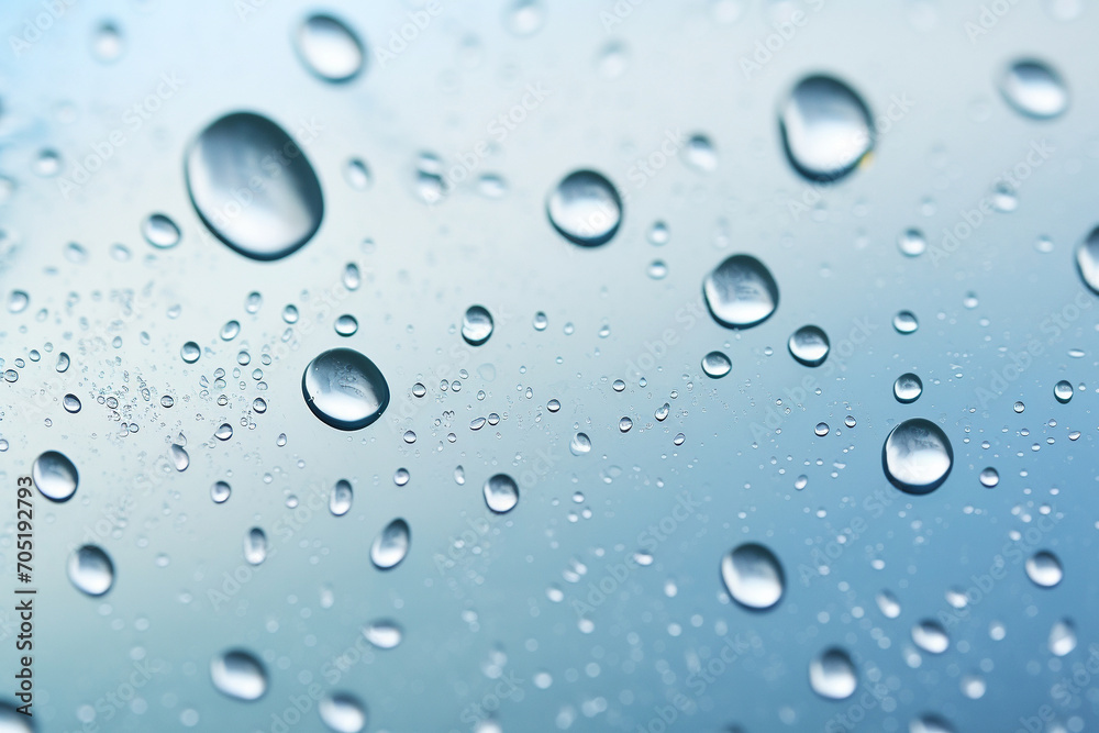 Subtle water droplets on a glass surface