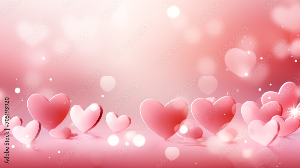Background with pink shiny hearts