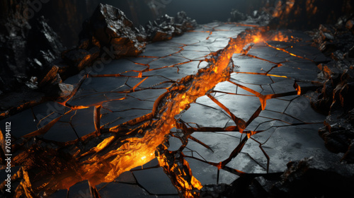 cracked earth with fire