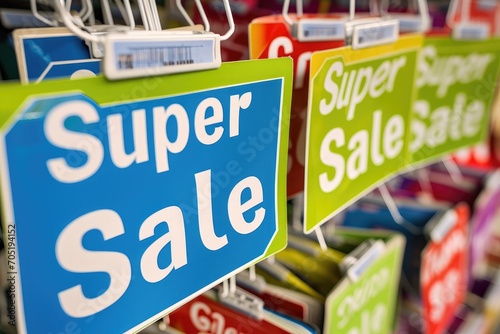Savings Extravaganza: Unleash your shopping spree with our Super Sale labels! Dive into unbeatable prices, exclusive offers, and discounts galore. Shop now for a retail therapy like never before! photo