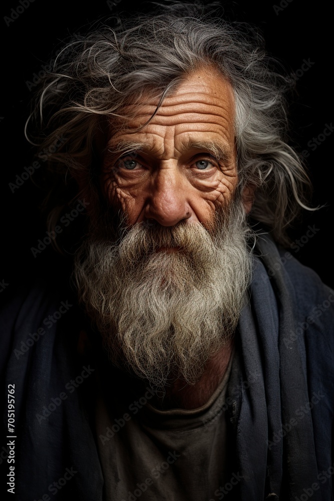 medieval senior with mustache and beard