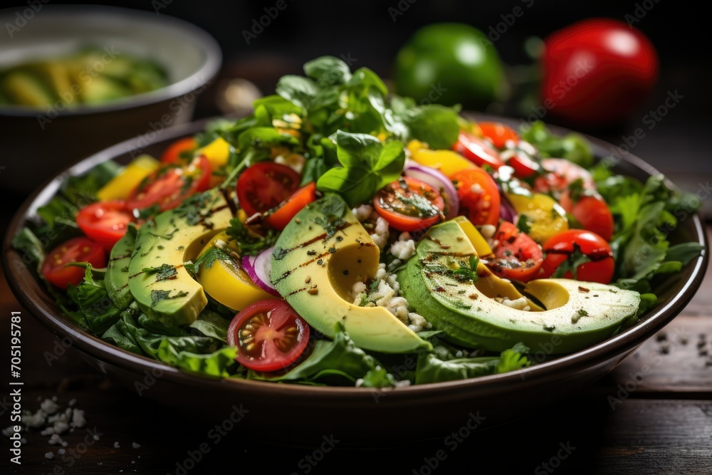 Green goodness! A plate filled with a fresh salad of mixed greens. Crunchy, colorful, and bursting with healthy vibes.