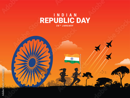 26th January Republic Day of India Celebration with Happy Indian Republic Day Template Banner Design. Happy Republic Day of India