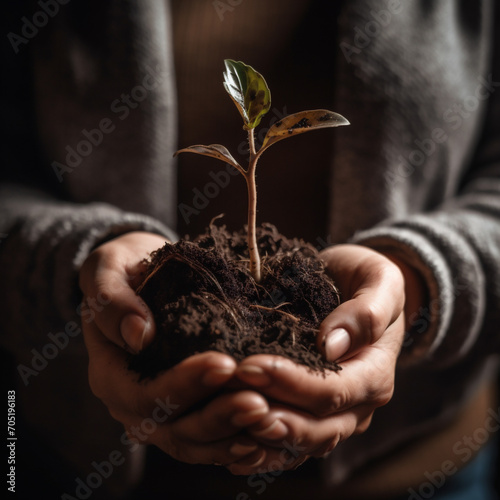 hands holding a plant