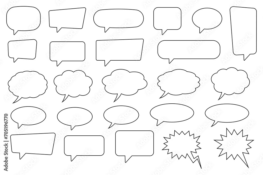 Speech bubble, speech balloon, chat bubble line art vector icon for apps and websites. Speech bubble, speech balloon, chat bubble line art vector icon for apps and websites.