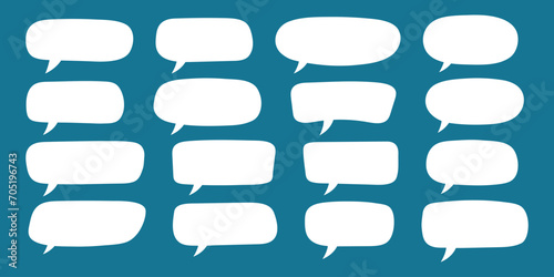 Set of hand drawn speech bubbles. Speak bubble text, cartoon chatting box, message box. Blank empty white speech bubbles.