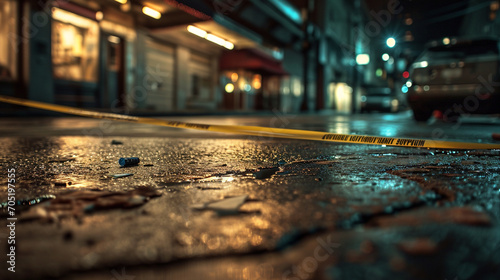 Simulate crime scene photographs with elements like evidence markers, spilled props, or symbolic objects. This can add a touch of realism to your mafia-themed narrative. Generative AI © Hokmiran