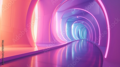 futuristic background In the endless corridors at center, the corridors are winding and the scenery on both sides is beautiful, abstract background