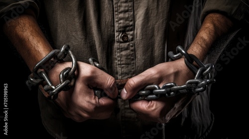 gripping image-close-up of a man's hands with handcuffs on a white background. Perfect for legal, crime, and justice-related themes.