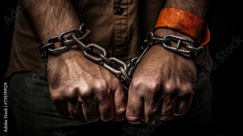 gripping image-close-up of a man's hands with handcuffs on a white background. Perfect for legal, crime, and justice-related themes.