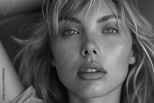 swedish supermodel looks intently at the camera