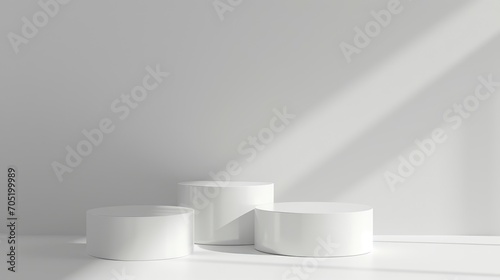 abstract white background with empty stage Cylinder podium display, showcase for product presentation