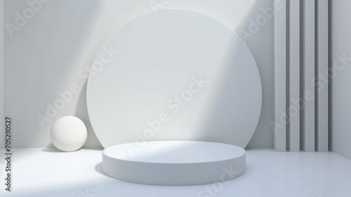 abstract white background with empty stage Cylinder podium display, showcase for product presentation
