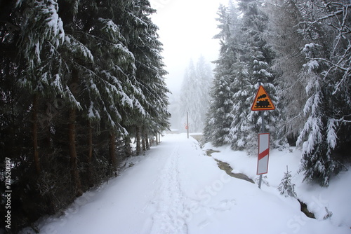 Winter landscape of Sudety mountains, Poland