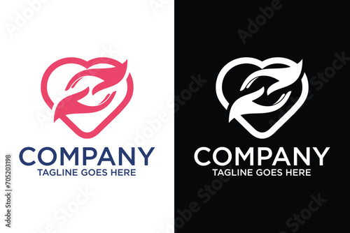 love hand care symbol logo love hand vector logo, love care logo, heart care logo