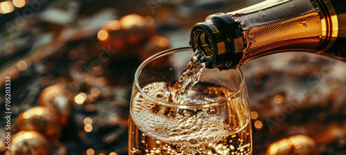 Pouring Champagne Elegance in Warm Tones photo