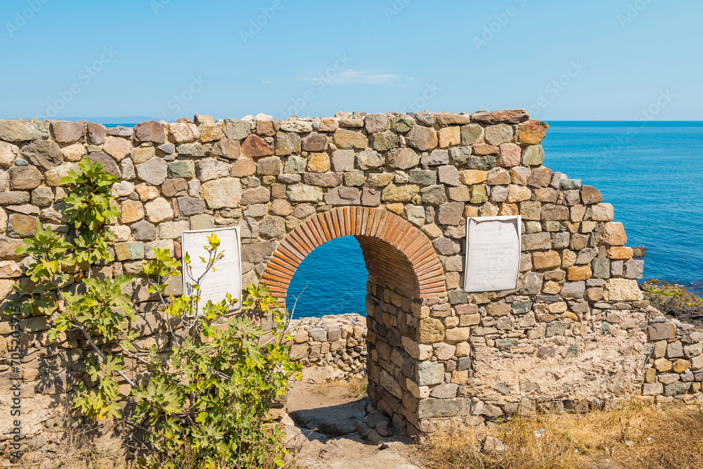 Clear close up landscape photography on an old wall in Sozopol, Bulgaria