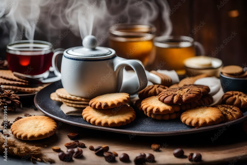 Fototapeta premium cup of coffee and cookies